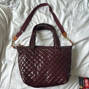 MZ Wallace Burgundy Lacquer Medium Sutton Quilted Tote Bag/ discontinued color